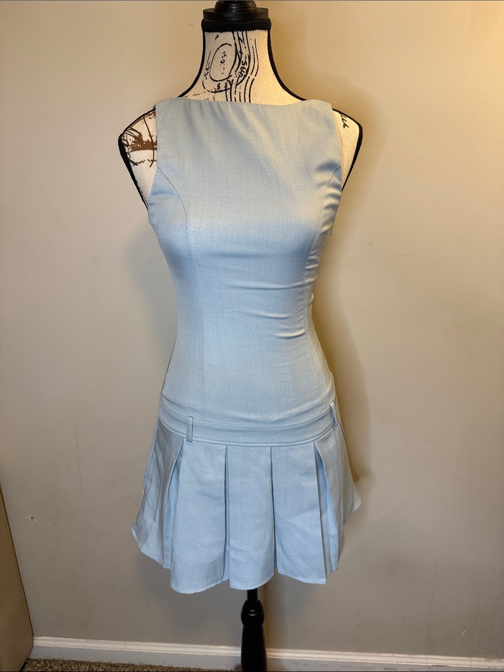 NWT - Altar'd State Pale Blue Sleeveless Pleated Hem Dress - Size XXS